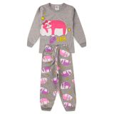 Pijama Infantil Meia Estação Menina - Preguiça - Cinza