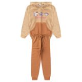 Conjunto Infantil Menina Moletom - Cute Game Start - Bege E Marrom