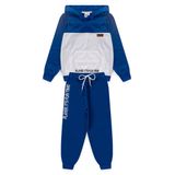 Conjunto Infantil Menino Inverno Esportivo Nba - Player. It&#39;s Fun Time - Azul E Branco - Com Bolso