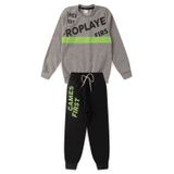 Conjunto Infantil Menino Moletom - Proplayer - Cinza E Preto