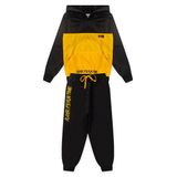 Conjunto Infantil Menino Inverno Esportivo Nba - Player. It&#39;s Fun Time - Preto E Amarelo - Com Bolso