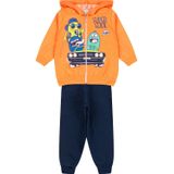 Conjunto Infantil Moletom Menino Com Capuz - Super Cool - Laranja