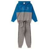 Conjunto Infantil Menino Moletom - Gamer - Azul E Cinza