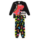 Pijama Infantil Meia Estação Menino - Dino - Preto