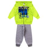 Conjunto Infantil Moletom Menino Com Capuz - Boys Rulle - Verde Limão