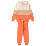 Conjunto Infantil Menina Moletom - Tricolor - Off White Bege E Laranja