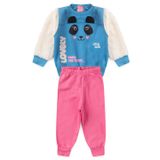 Conjunto Bebê Moletom Menina - Panda - Azul E Rosa