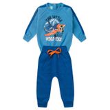 Conjunto Bebê Moletom Menino - Avião - Azul