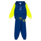 Conjunto Infantil Menino Inverno Esportivo Nba - Power Sport - Azul E Verde Neon - Com Bolso