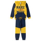 Conjunto Infantil Menino Moletom - Make Your Best Move - Amarelo E Azul Marinho