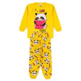 Pijama Infantil Meia Estação Menina - Panda - Amarelo