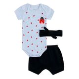 Roupinha De Bebe Kit Body Menina Conjunto Com Shorts E Faixa