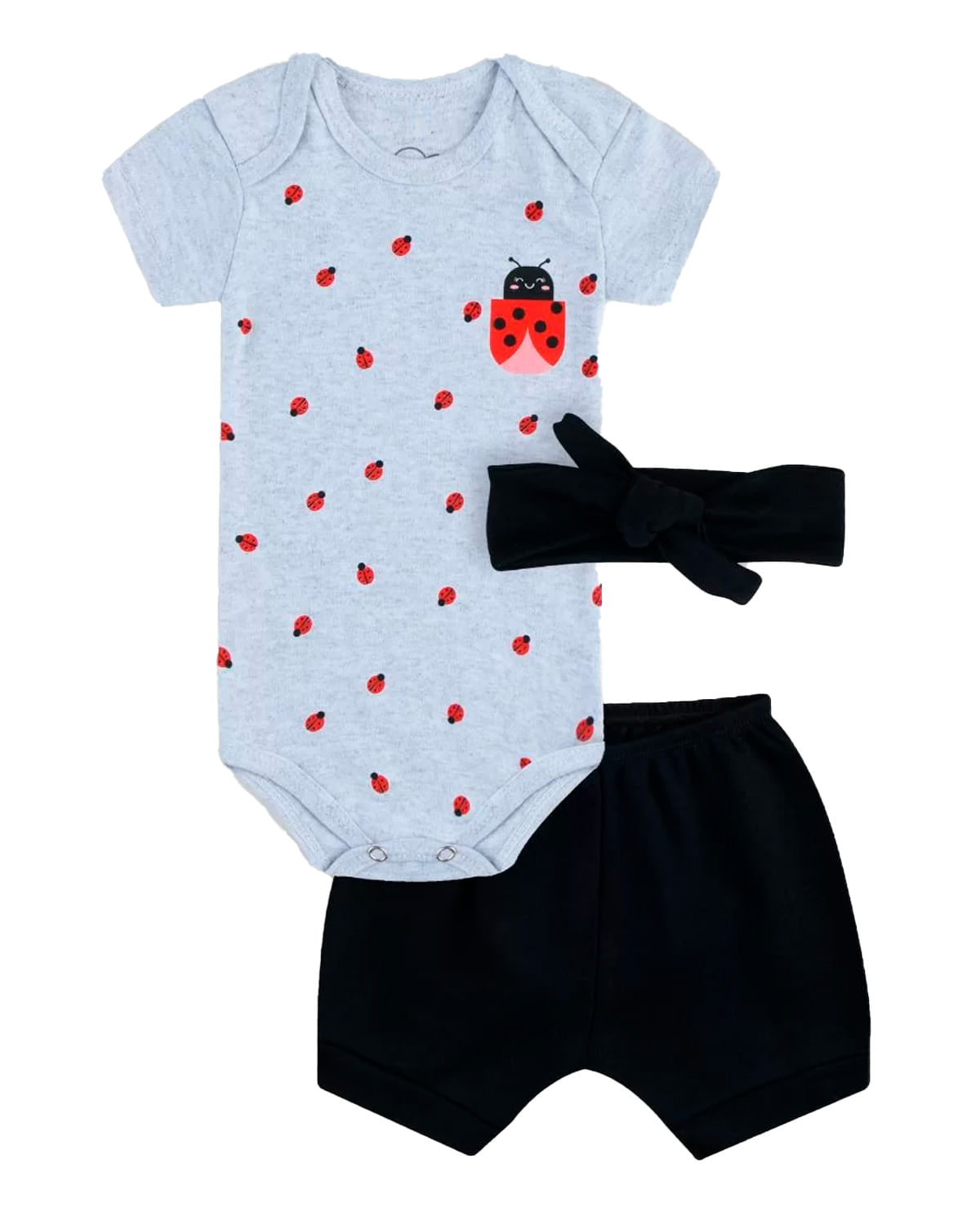 Roupinha De Bebe Kit Body Menina Conjunto Com Shorts E Faixa