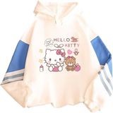 Moletom Sanmu Splice Design Print Hello Kitty Cat Bear