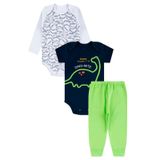 Kit Body Bebe + Calça Roupinhas Enxoval Menino 3 Peças