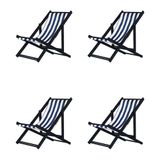Kit 4 Espreguiçadeiras Dobrável Black Sb-l Azul/branco