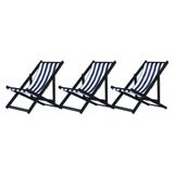 Kit 3 Espreguiçadeiras Dobrável Black Sb-l Azul/branco