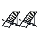 Kit 2 Espreguiçadeiras Dobrável Black Sb-l Preto/branco