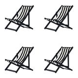 Kit 4 Espreguiçadeiras Dobrável Black Sb-l Preto/branco