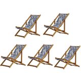 Kit 5 Cadeira Espreguiçadeira Dobrável Mel Sb-folhas Brancas