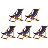 Kit 5 Cadeira Espreguiçadeira Dobrável Mel Sb-azul Escuro