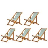 Kit 5 Cadeira Espreguiçadeira Dobrável Mel Sb-triang Azul
