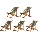 Kit 5 Cadeira Espreguiçadeira Dobrável Mel Sb-folhas Verdes