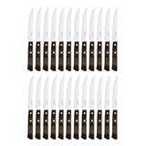 Kit 24 Facas De Churrasco Tramontina Polywood Inox Cabo Castanho