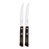 Kit 2 Facas De Churrasco Tramontina Polywood Inox Cabo Castanho