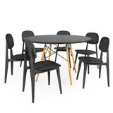 Conjunto Mesa De Jantar Redonda Eiffel Preta 100cm Com 6 Cadeiras Itália - Preto