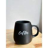 Caneca Xicara Bojuda Coffe Preta 260ml Porcelana