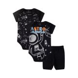 Kit Body Curto 3 Peças - Astronauta - Preto