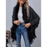 Jaqueta Feminina De Moda Leopard Tassel Chompas - Preta