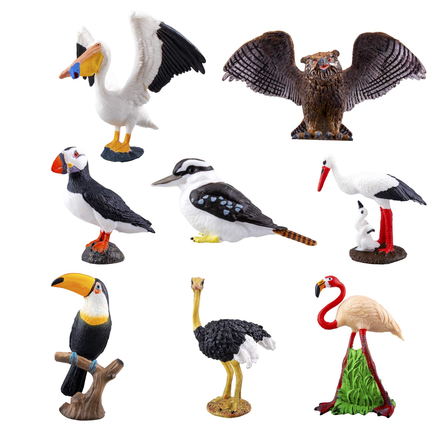 Conjunto De Estatuetas De Animais Toymany, Pássaro Realista De 8 Peças Para Crianças