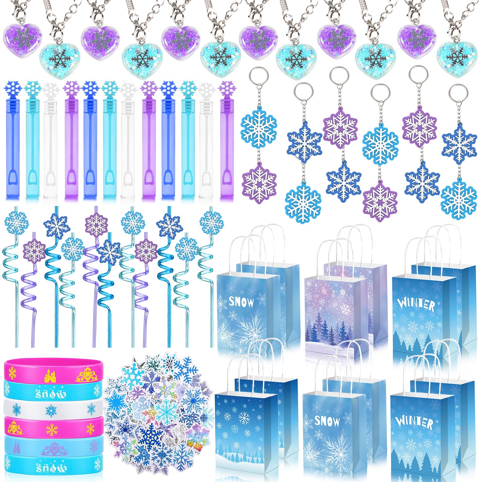 Conjunto De Lembrancinhas De Festa Snowflake Frozen 122 Unidades Para Aniversário De Meninas