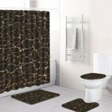 Conjunto De Cortinas De Chuveiro/tapete De Banho Com Estampa De Granulação De Mármore, 4 Unidades