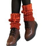 Mulheres Inverno Twist Cabo Malhar Aquecedores De Perna Virar Manguito Bola De Pelúcia Bowknot Bota Sock - Laranja