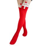 Mulheres Natal Coral Veludo Coxa Alta Meias Bonito Papai Noel Padrão Fuzzy Fluffy Pelúcia Dormir Sobre Meias De Joelho - 1