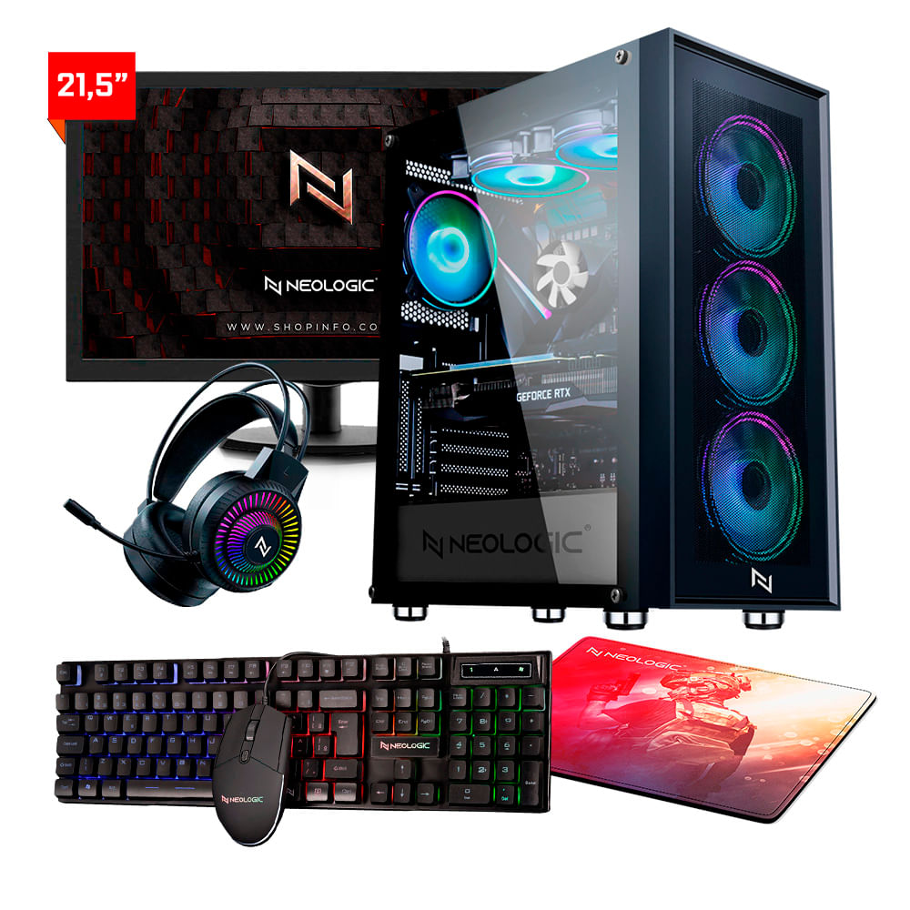 Kit Pc Gamer Amd Ryzen 5 5500 16gb (rtx 3060 12gb) Ssd 480gb M.2 600w 80 Plus + Monitor 21,5 By Italo Canella- Nli86298 U Unica Unica