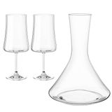 Taças De Vinho E Decanter Em Cristal Com Titânio Pleasure 560ml 3 Peças - Haus Concept 56413/102-2 E 56413/105