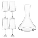 Taças De Vinho E Decanter Em Cristal Com Titânio Pleasure 560ml 5 Peças - Haus Concept 56413/102-4 E 56413/105