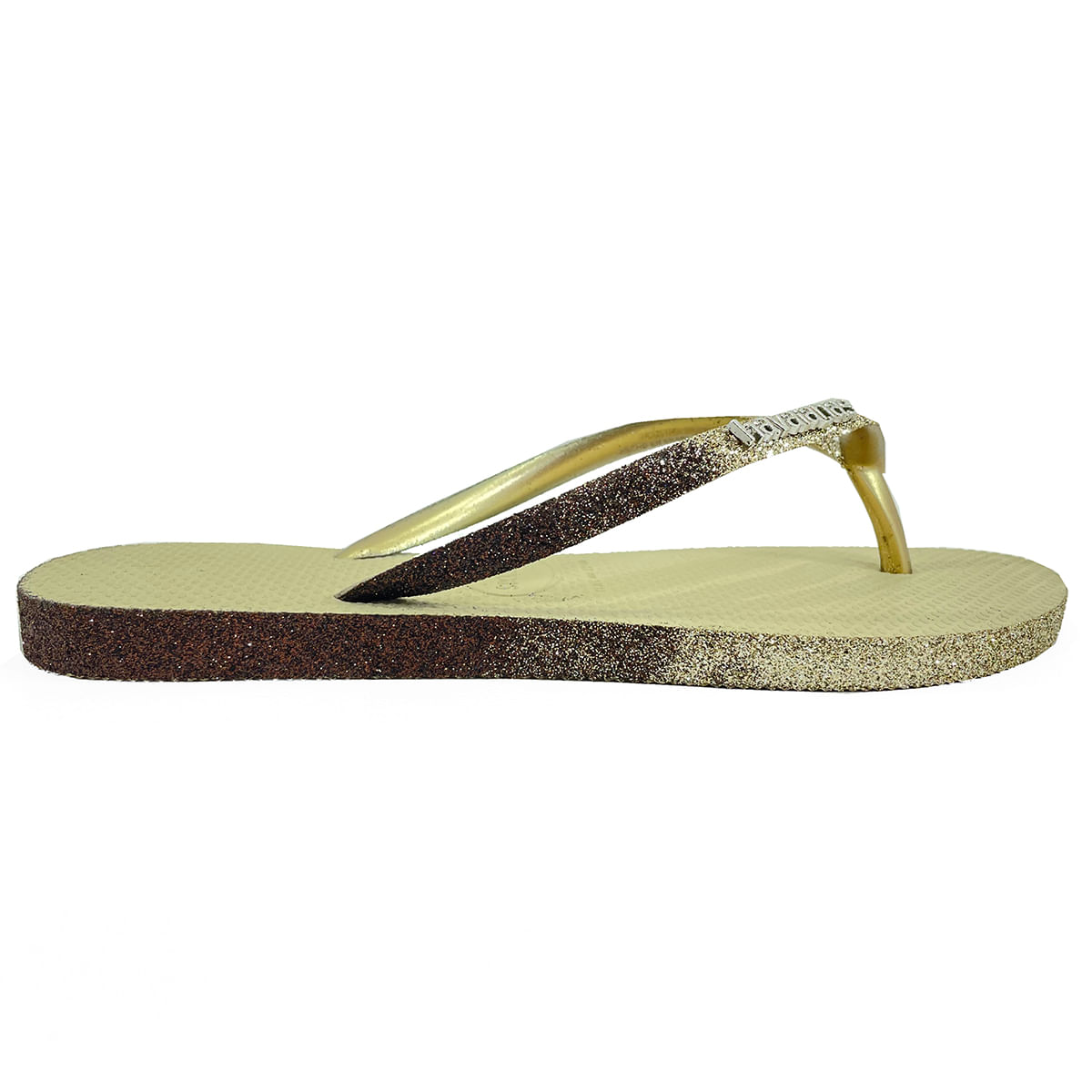 chinelo havaianas com glitter dourado