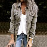 Blusa Feminina, Jeans, Cinza, Outono, Inverno, Leve