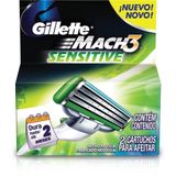 Carga Aparelho Barbear Gillette Mach3 Sensitive Com 2 Unidades