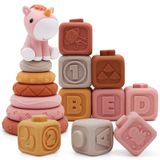 Brinquedo Empilhável Building Circle &amp; Blocks Nueplay Com Cavalo, 13 Unidades