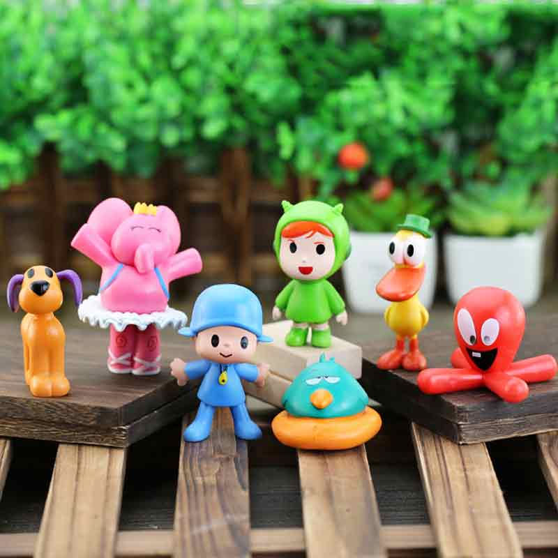 Decoração De Figuras Pocoyo Youyou 6 Cm 7 Peças Pequenas P