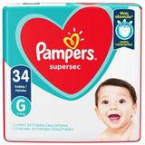 Fralda Descartável Pampers Supersec G - 4 Embalagens Com 34 Unidades Cada