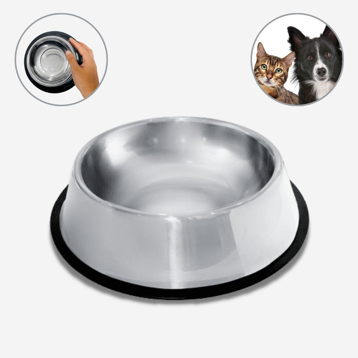 Comedouro Bebedouro Tigela Para Ração Água Inox Cães E Gatos Antiderrapante Cão Cachorro Pet Pote