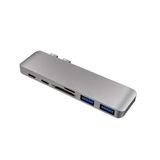 Adaptador Usb C Hub 6 Em 1 De Alumínio Para Macbook Pro