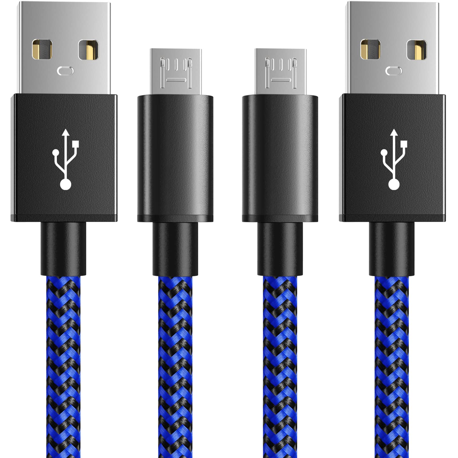 Cabo De Carregador 6amlifestyle Ps4 Micro Usb 3m De Nylon Trançado Azul, Pacote Com 2 Unidades